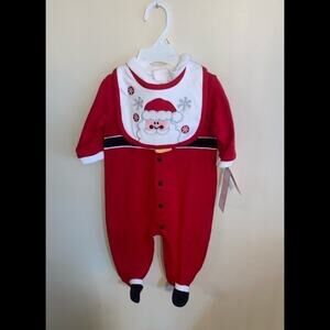 BABYWORKS “SANTA” OUTFIT WITH MATCHING BIB/HAT SIZE 0-3 NWT